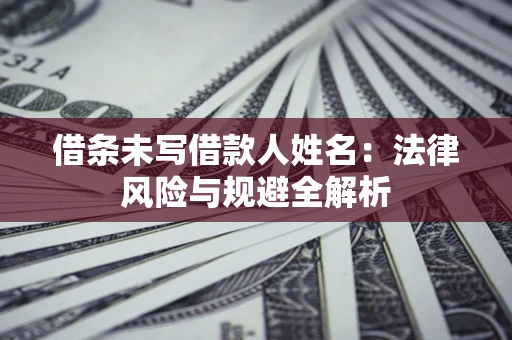 武汉借条未写借款人姓名：法律风险与规避全解析