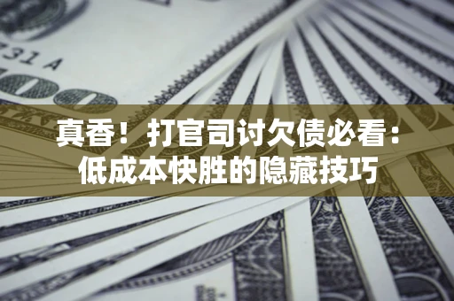 武汉真香！打官司讨欠债必看：低成本快胜的隐藏技巧